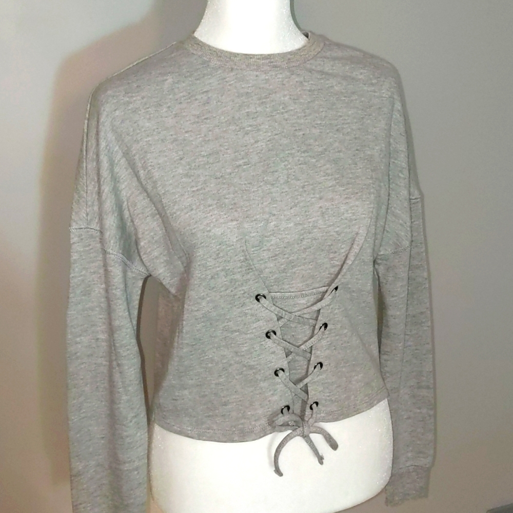 NWT Heather Laced Crop Sweatshirt